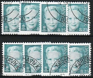 FRIMÆRKER DANMARK | 2006 - AFA 1489 - Dronning Margrethe II - 8,25 blå x 8 stk. - Pænt hjørnestemplet